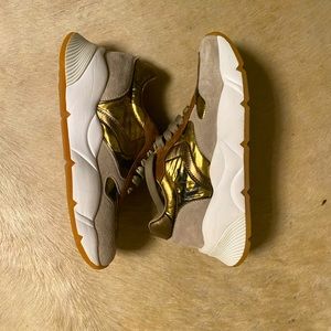 Voile Blanche White, Tan and Camo Suede Sneakers